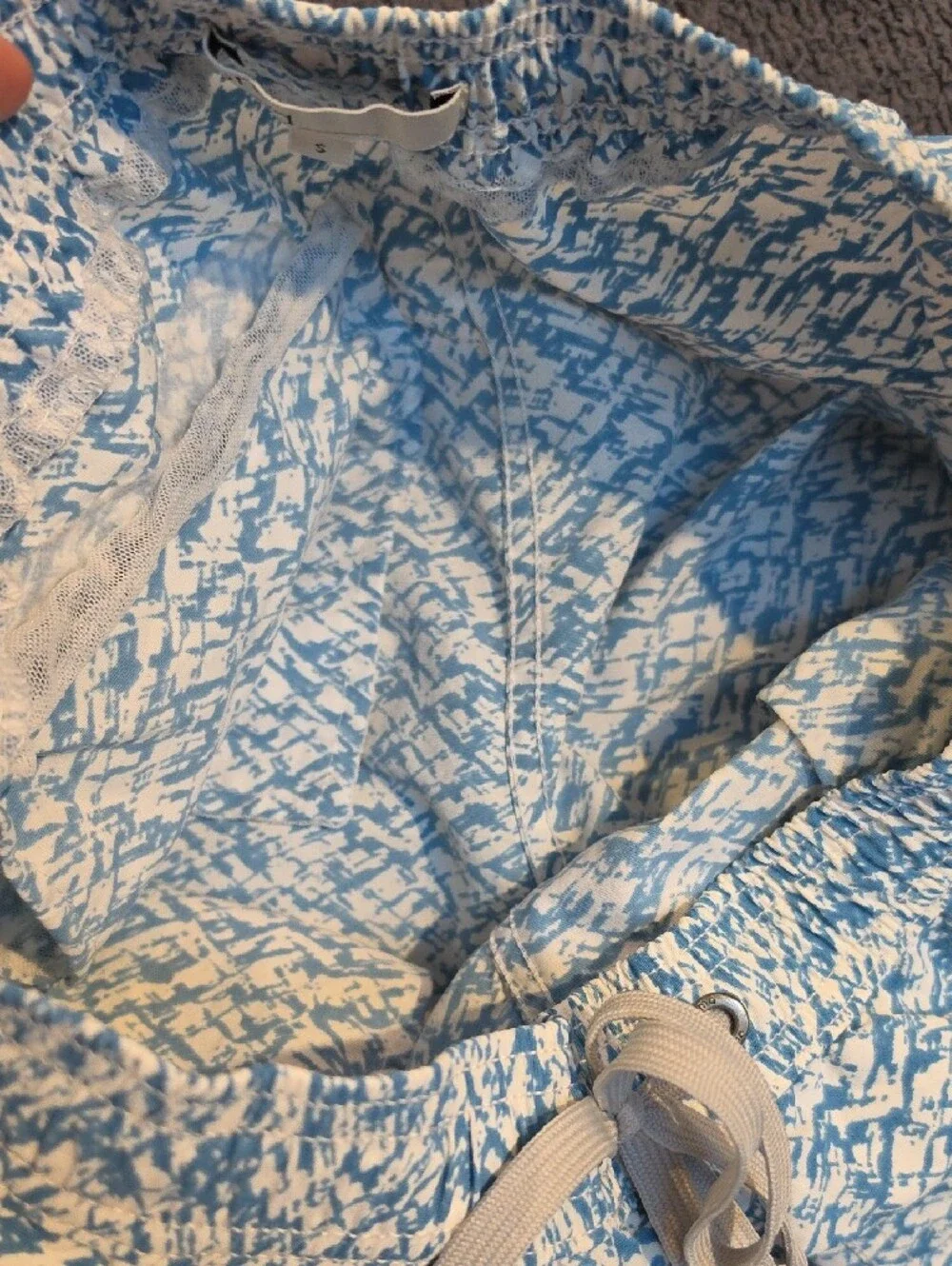 Onia Blue & White Abstract Print Swim Trunks
